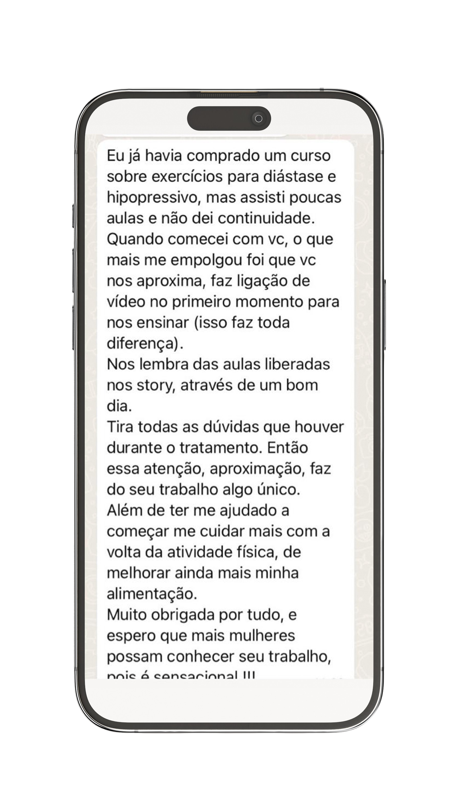 Depoimento de aluna do Método Essência Feminina